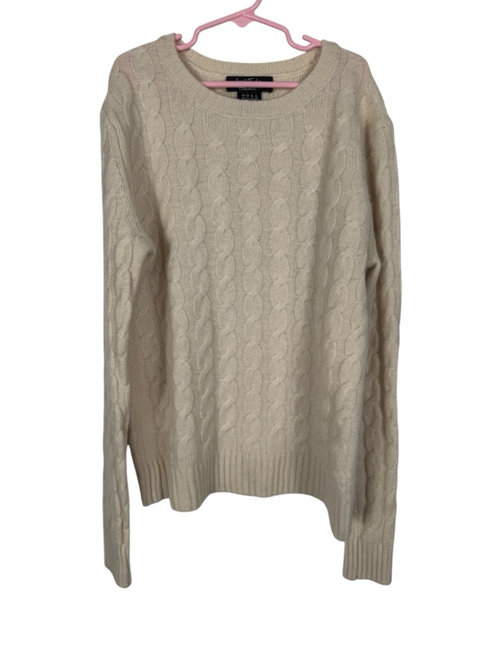 Lord & Taylor 100% Cashmere Cable Knit Sweater, Cream, Size Small